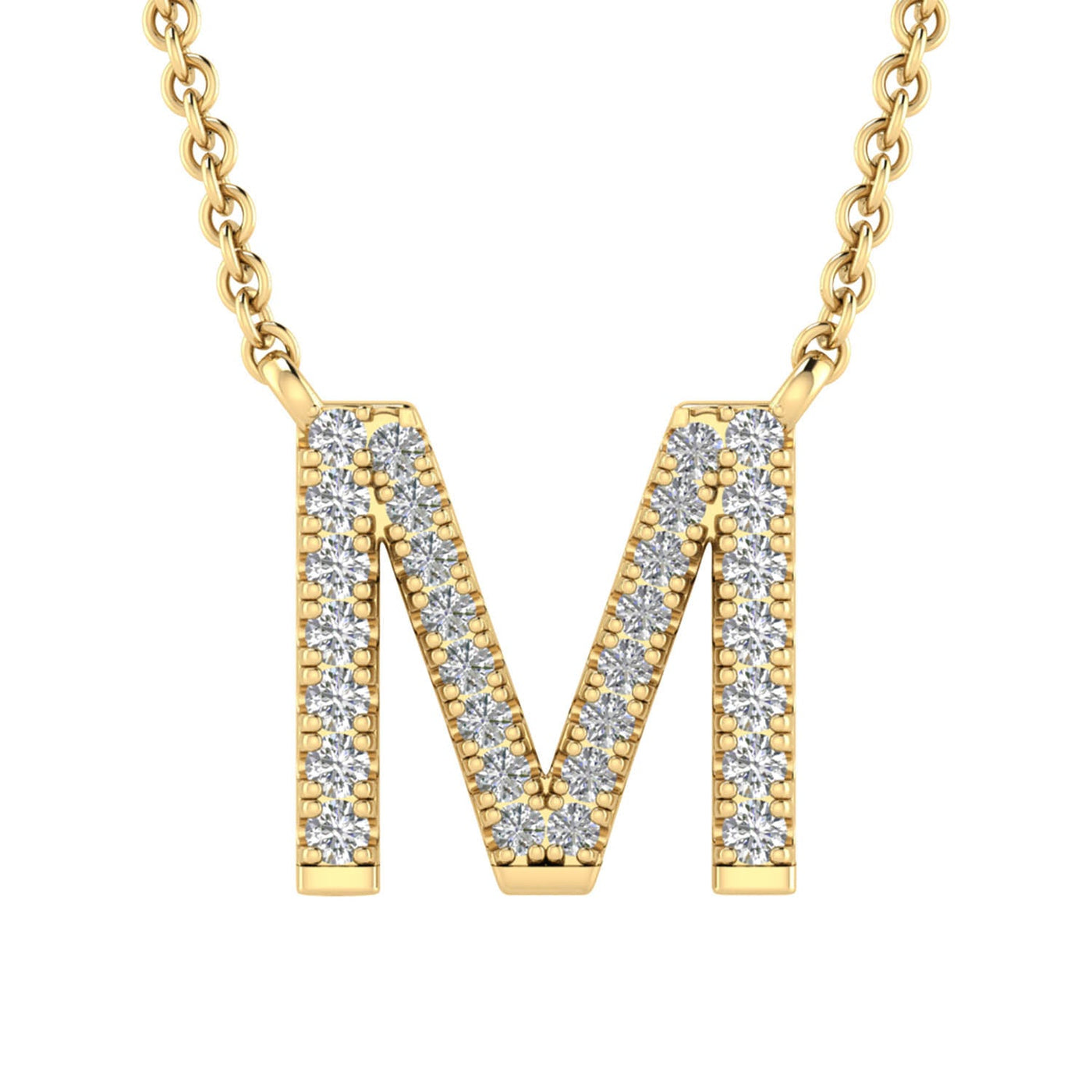 Initial 'M' Necklace with 0.09ct Diamonds in 9K Yellow Gold - PF-6275-Y