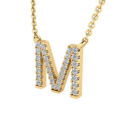 Initial 'M' Necklace with 0.09ct Diamonds in 9K Yellow Gold - PF-6275-Y