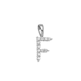Petite Diamond Initial Pendant Letter F White Gold