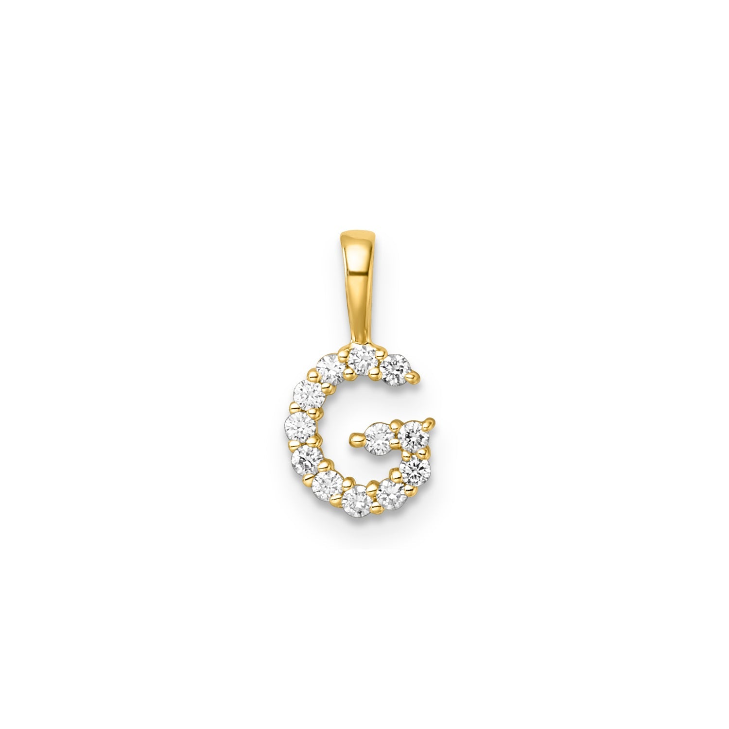 Petite Diamond Initial Pendant Letter G Yellow Gold