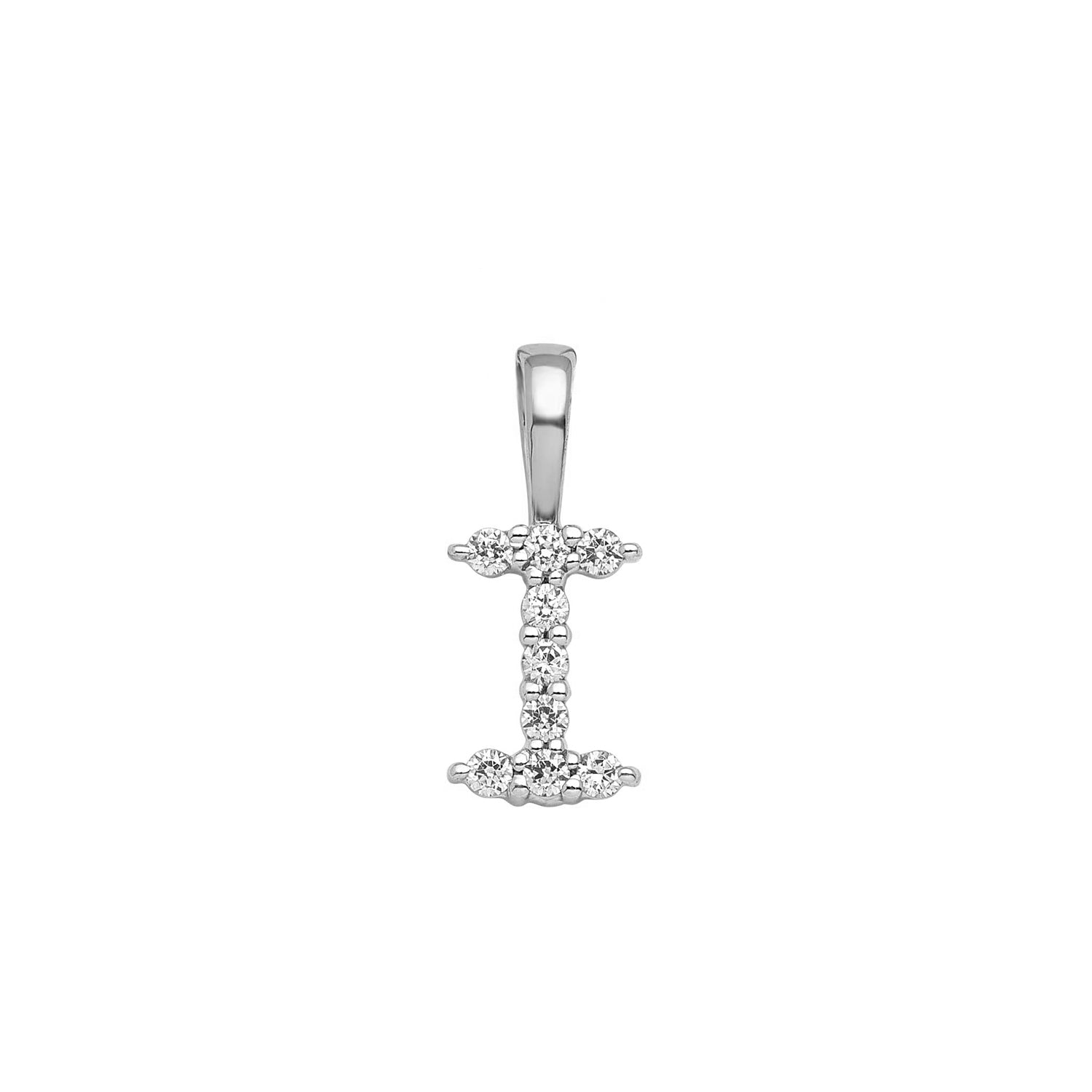 Petite Diamond Initial Pendant Letter I White Gold