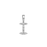 Petite Diamond Initial Pendant Letter I White Gold