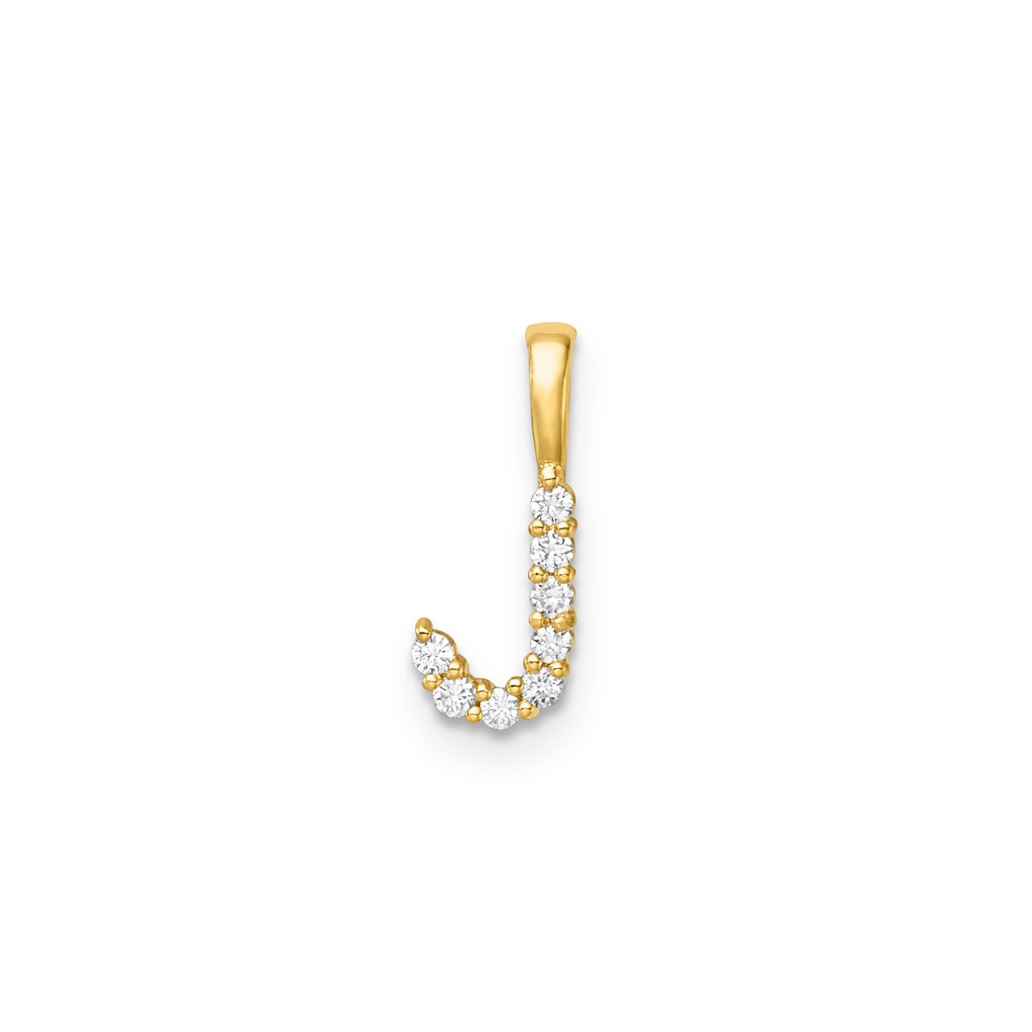 Petite Diamond Initial Pendant Letter J Yellow Gold