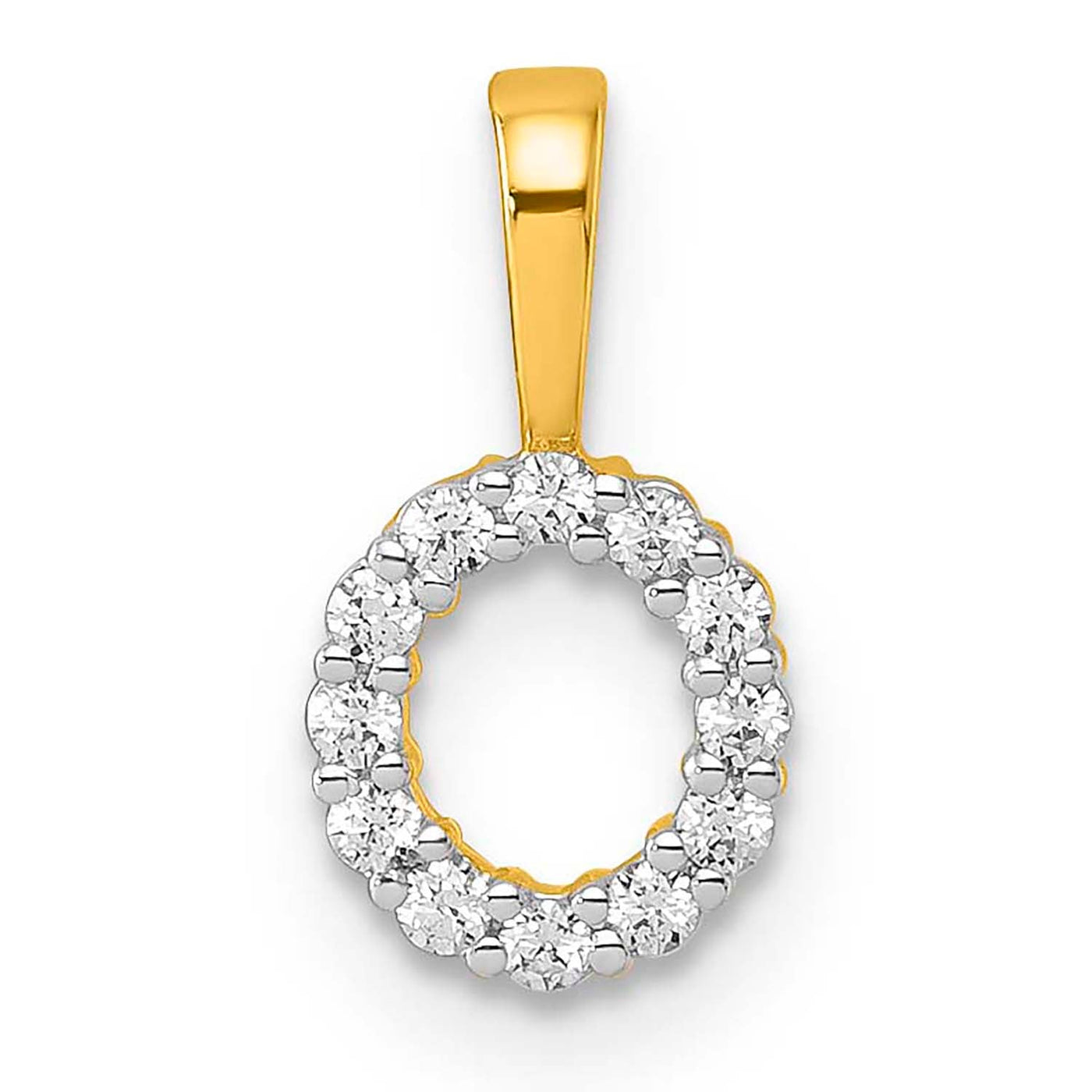 Petite Diamond Initial Pendant Letter O Yellow Gold