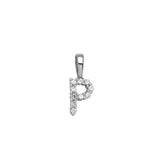 Petite Diamond Initial Pendant Letter P White Gold