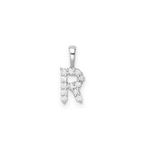 Petite Diamond Initial Pendant Letter R White Gold