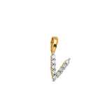 Petite Diamond Initial Pendant Letter V Yellow Gold 