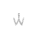 Petite Diamond Initial Pendant Letter W White Gold 