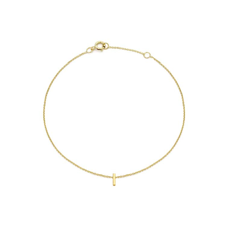 Petite Tiny Mini Initial Gold Bracelet Letter I