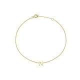 Petite Tiny Mini Initial Gold Bracelet Letter N