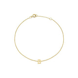 Petite Tiny Mini Initial Letter B Bracelet Yellow Gold