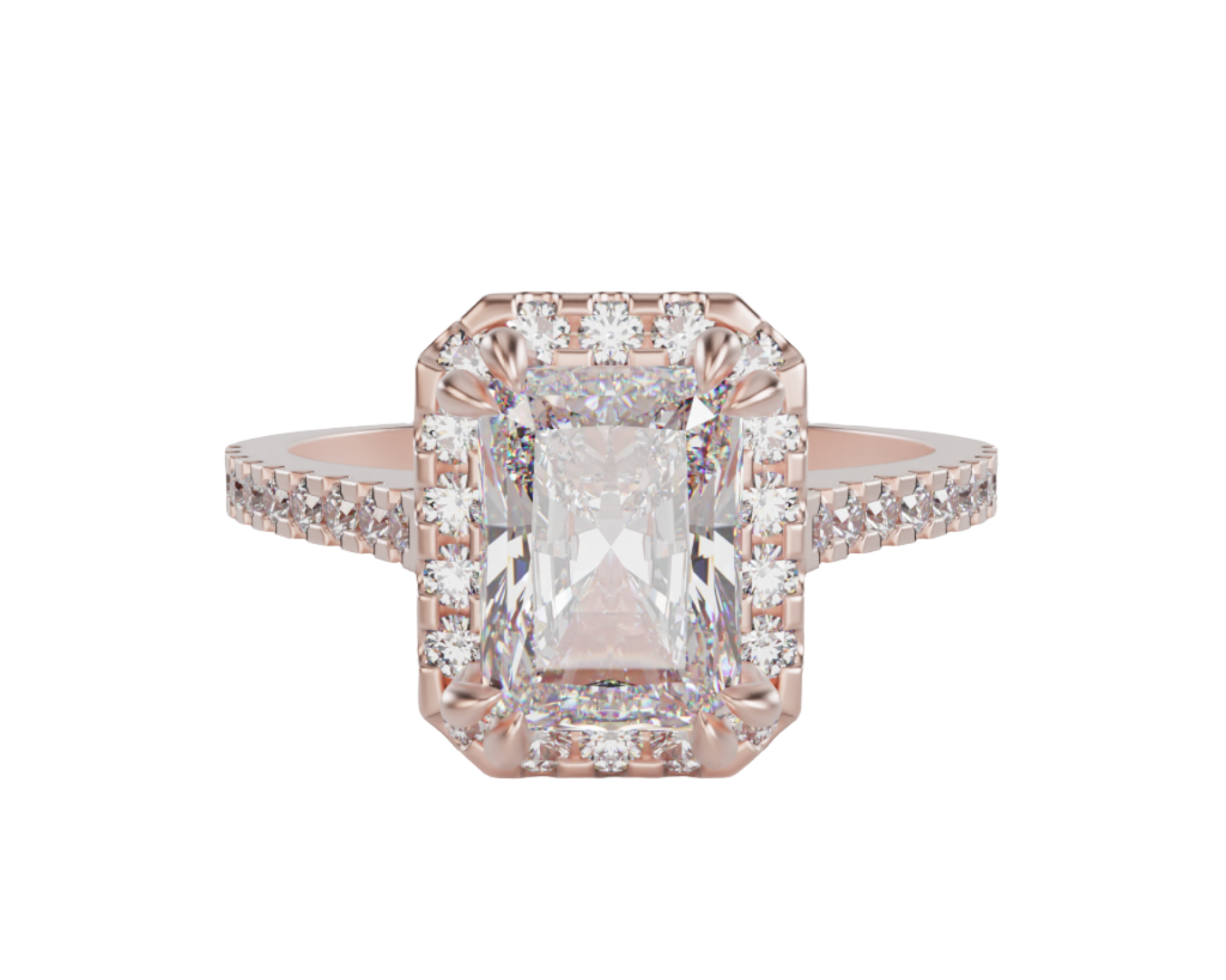 "Carla" Lab Grown Diamond Halo Radiant Cut Diamond Engagement Ring