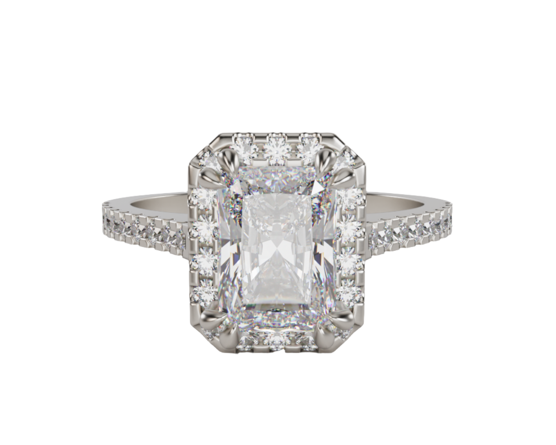 "Carla" Lab Grown Diamond Halo Radiant Cut Diamond Engagement Ring