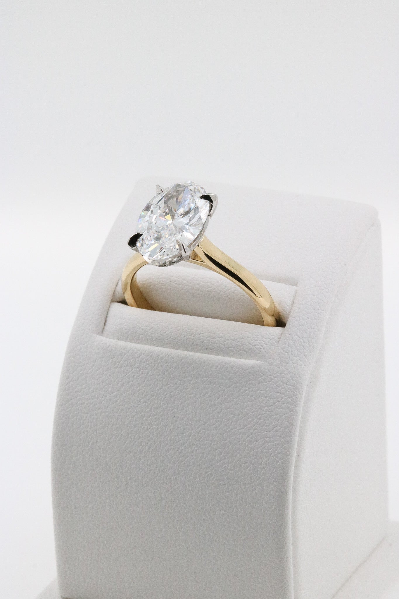 Solitaire Oval Diamond Engagement Ring Two Tone 4 Claw