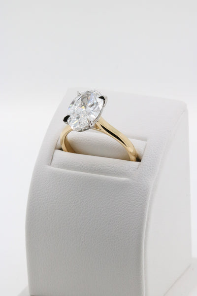 Solitaire Oval Diamond Engagement Ring Two Tone 4 Claw