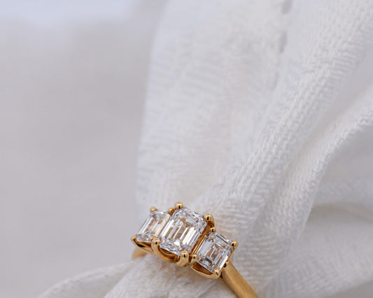 Trilogy Ring Diamond set in Yellow Gold | McLean & Co Jewellers Sunshine Coast