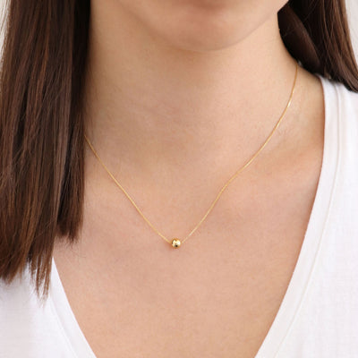 9K Yellow Gold Single Ball Necklace 45cm