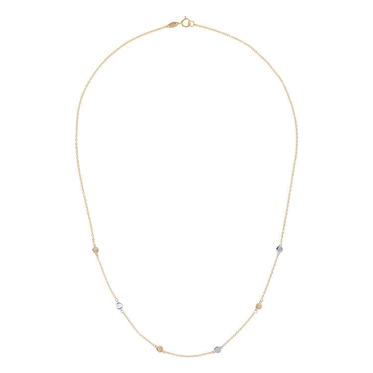 9K Yellow Gold 2-Tone Disc Necklace 45cm