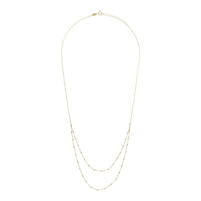 9K Yellow Gold Beaded Double Chain Necklace 48cm