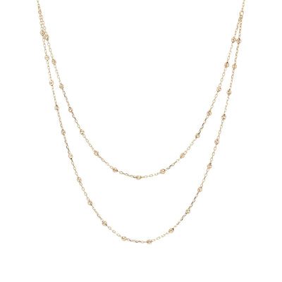 9K Yellow Gold Beaded Double Chain Necklace 48cm