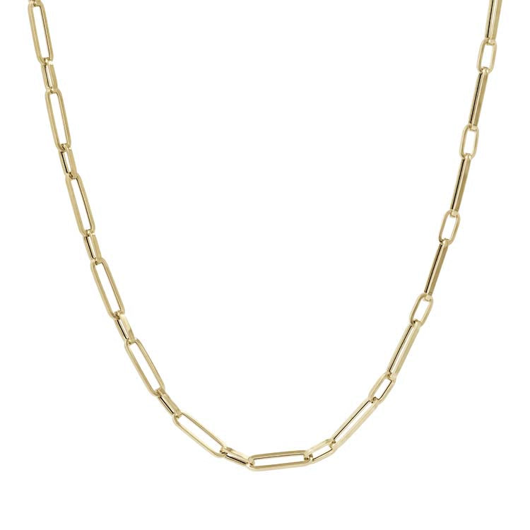 9K Yellow Gold Paper Link Necklace 45cm