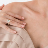 oval aquamarine diamond ring on ladies hand