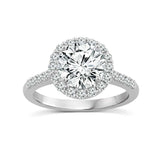 diamond halo round center stone engagement ring