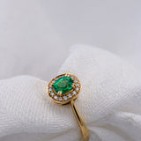 emerald halo yellow gold ring