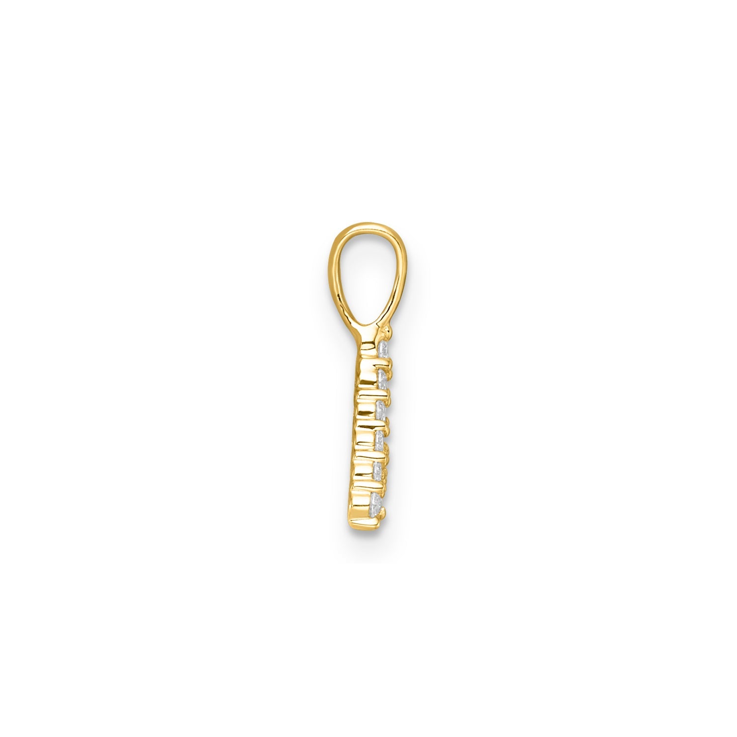 mini diamond initial pendant yellow gold A side view