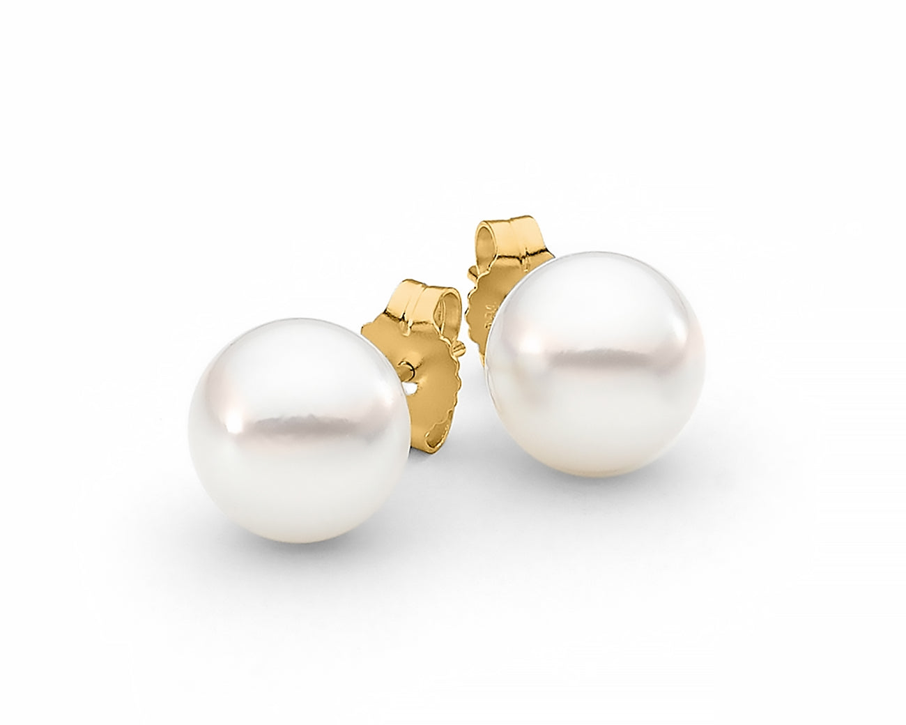 pearl studs in yellow gold bridal jewellery