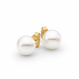 pearl studs in yellow gold bridal jewellery