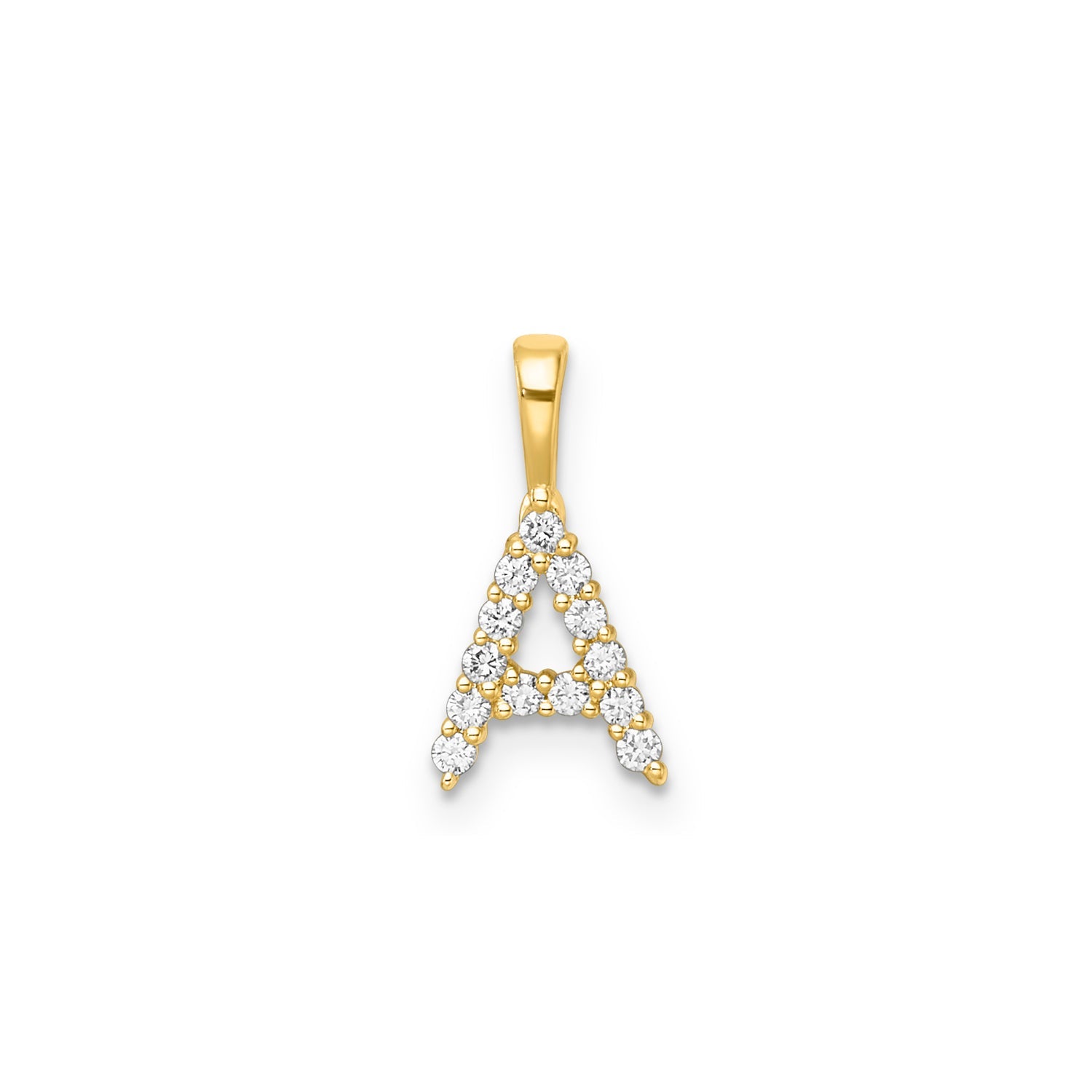 mini diamond initial pendant yellow gold A