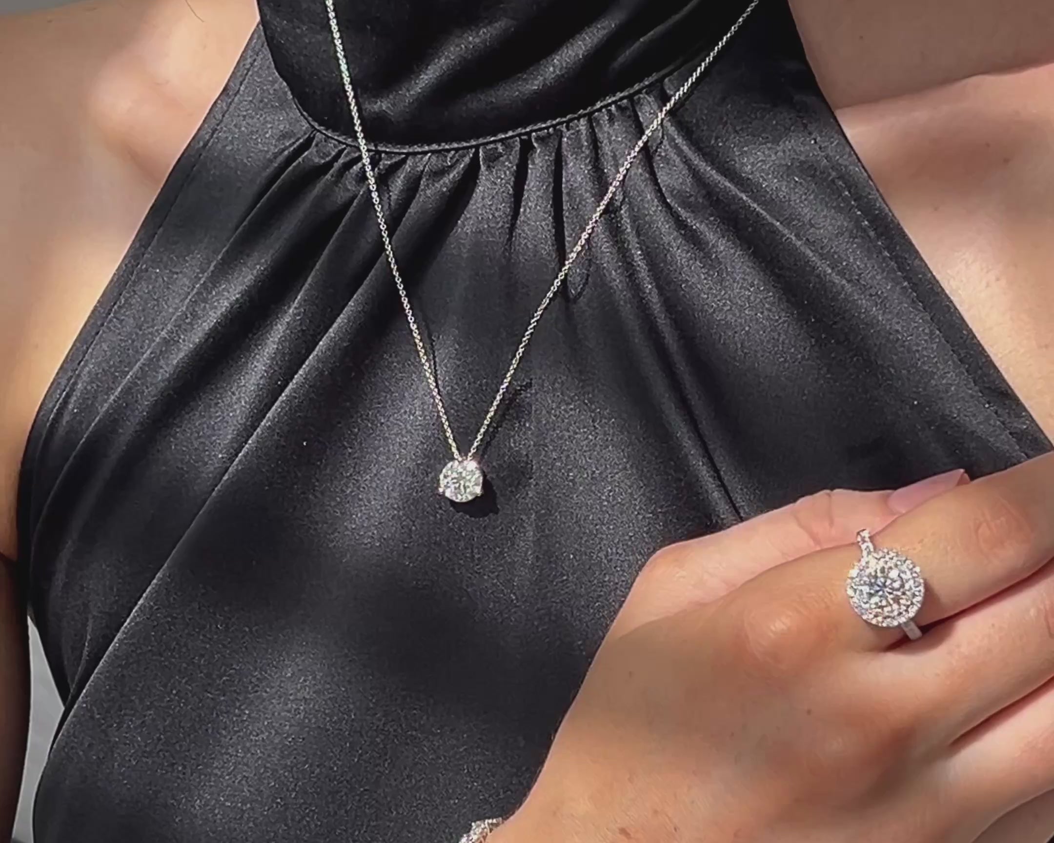 Hands when modelling Jewellery White Gold Diamond Ring Tennis Bracelet and necklace