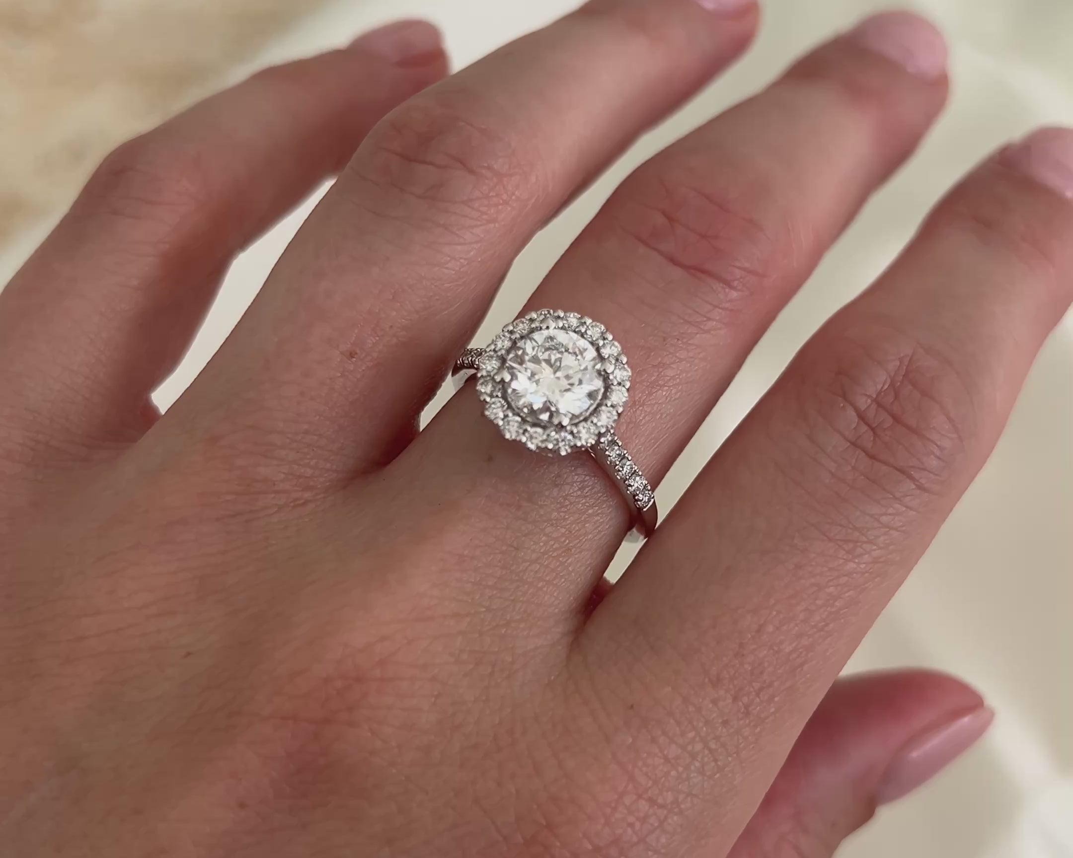 Halo Diamond Engagement Ring in White Gold