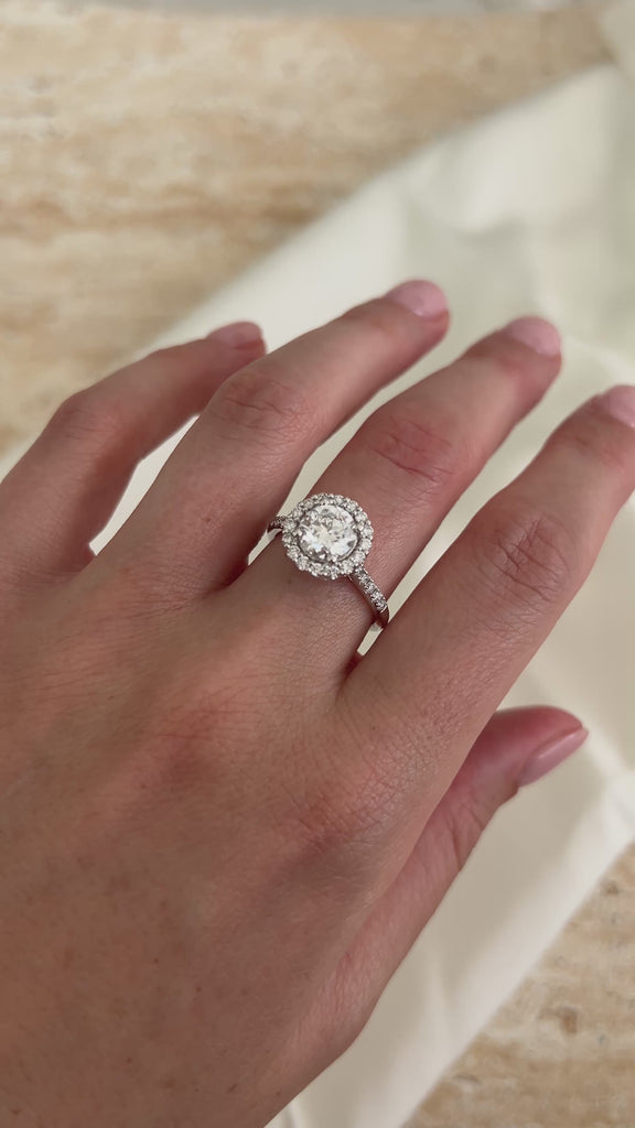 Halo Diamond Engagement Ring in White Gold