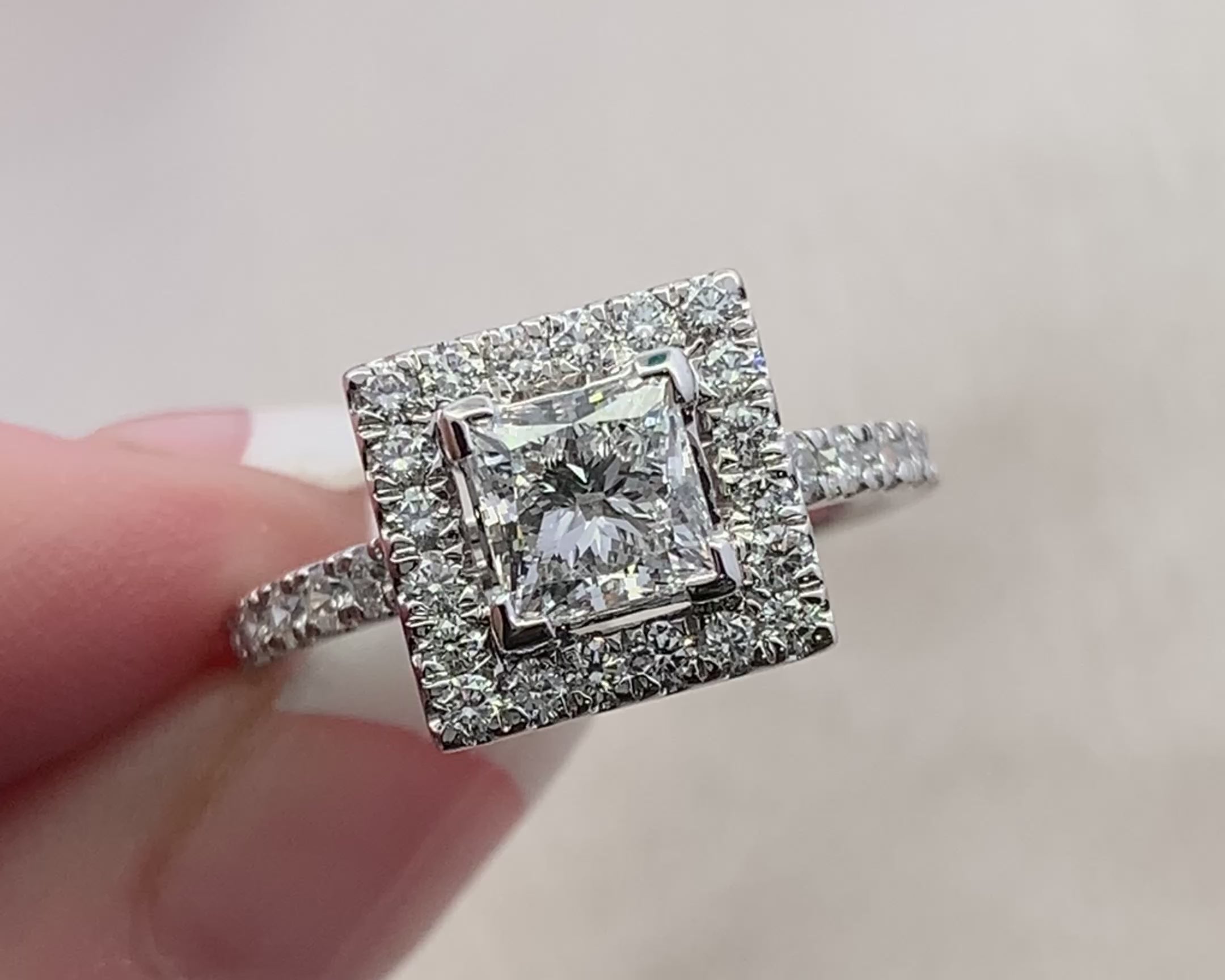 Princess Cut Diamond Halo Ring 
