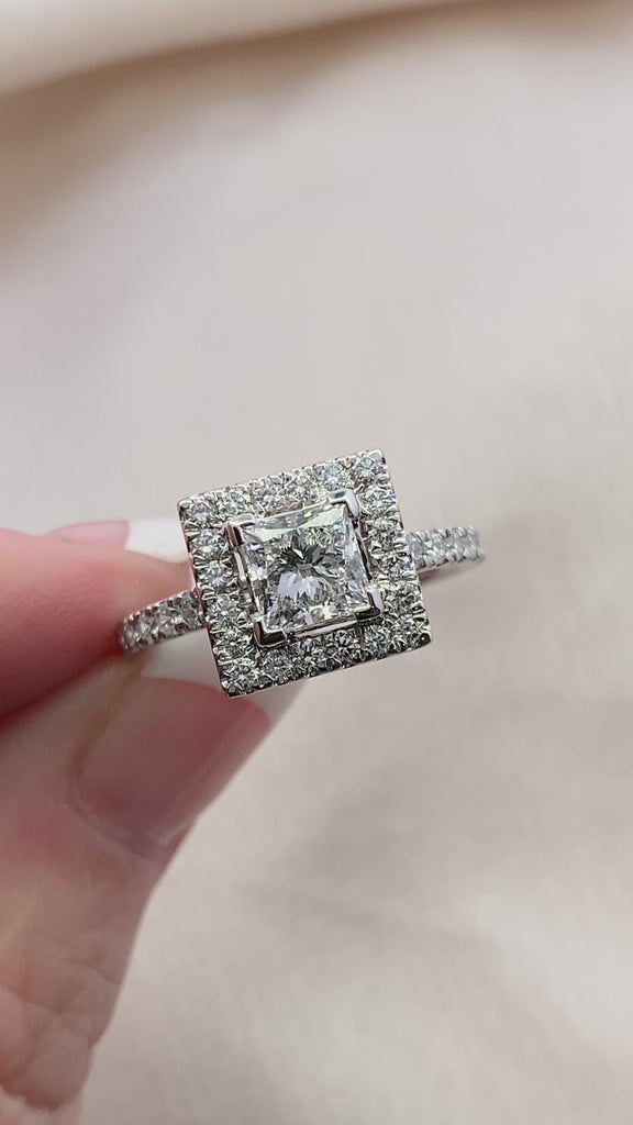 Princess Cut Diamond Halo Ring 
