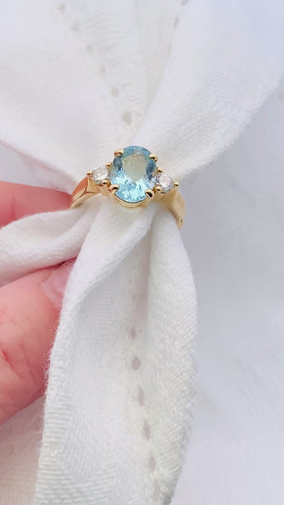 Aquamarine & Diamond Ring