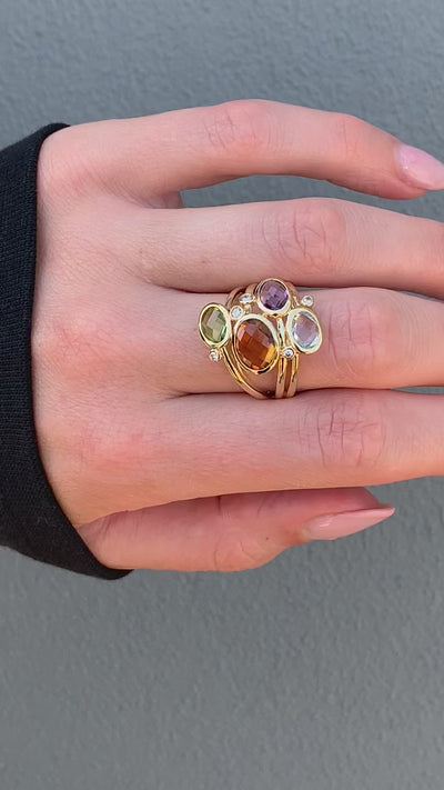 Multi Coloured Gemstone Ring