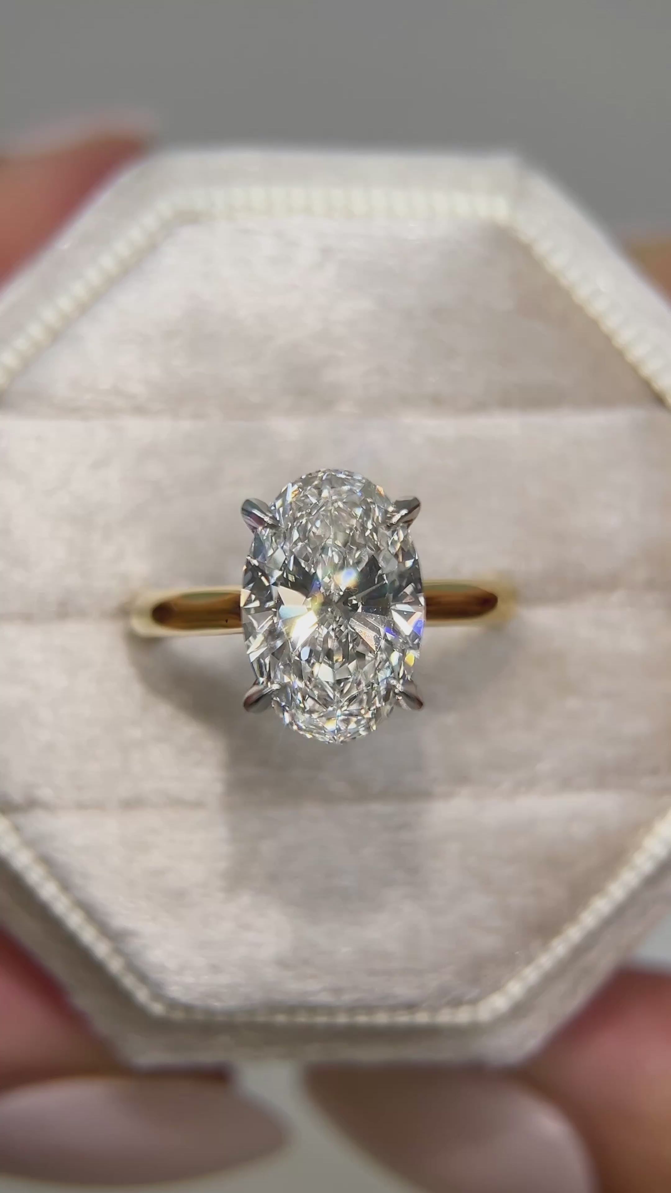 Hidden Halo Oval Diamond Engagement Ring SideView