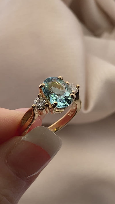 Aquamarine & Diamond Ring