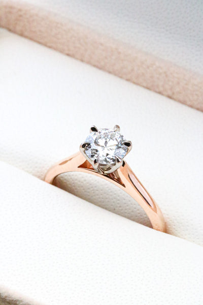 Rose gold and white gold diamond engagement ring 