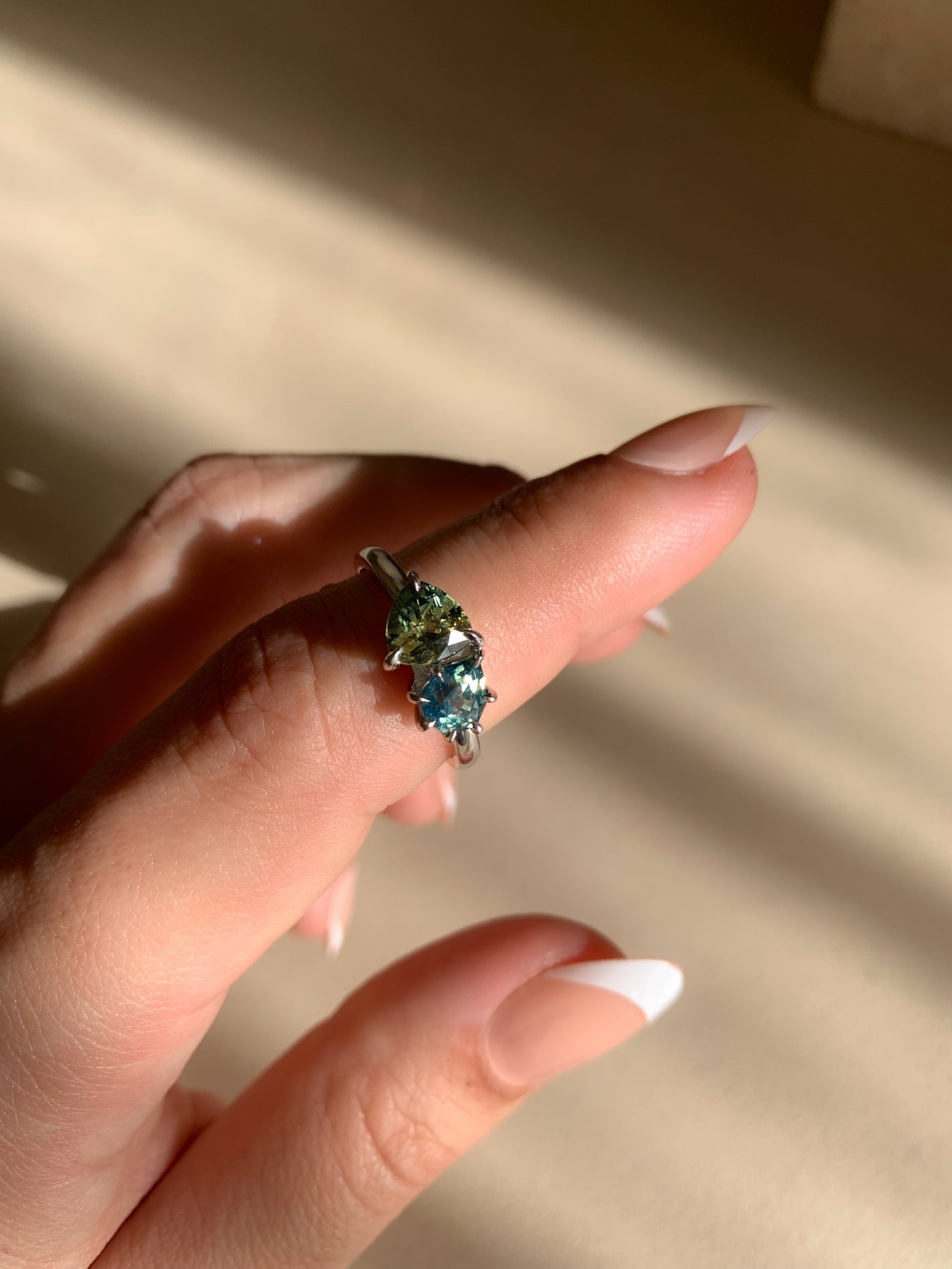 sapphire engagement ring toi et moi