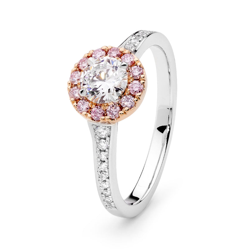 Classic Argyle Pink Halo Diamond Ring