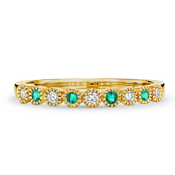 Emerald & Diamond Ring Stackable Band