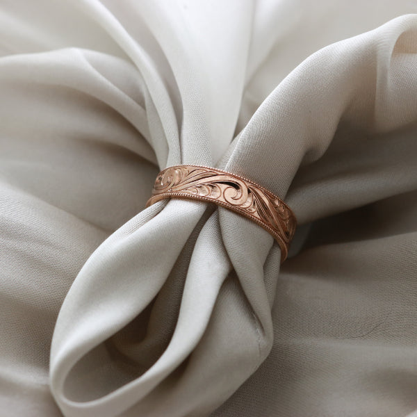 Hand Engraved Rose Gold Ring