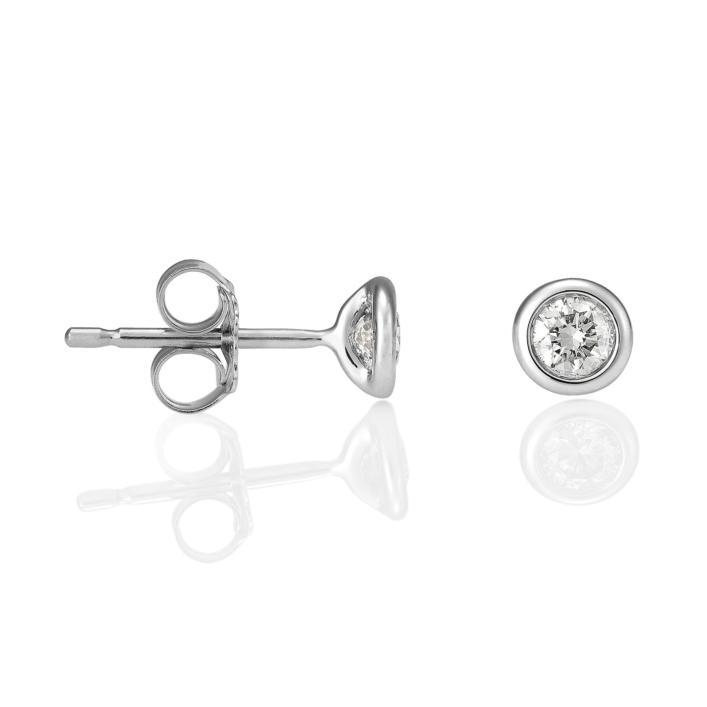 18ct WG Diamond Stud Bezel Earrings