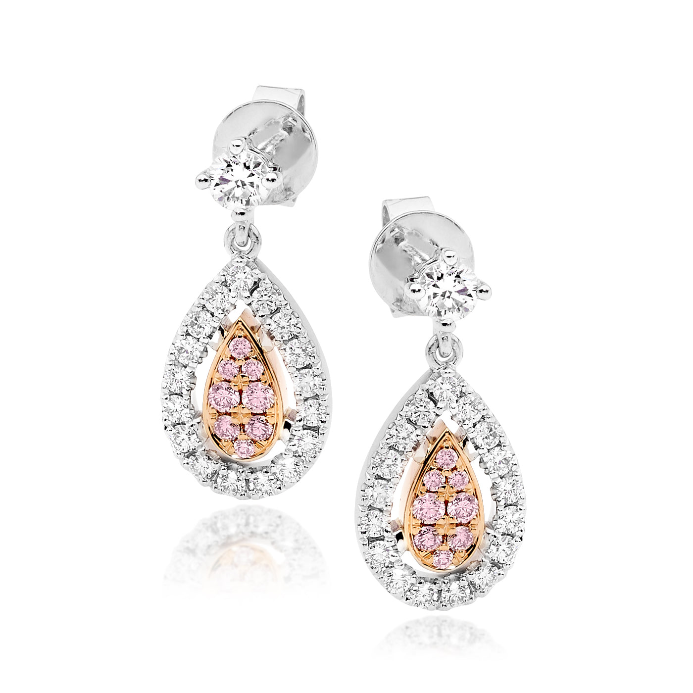 Pear shaped Argyle Pink Drop Stud Earrings