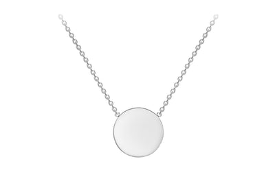9K White GOLD SOLID 10mm DISC Necklace 41+2cm