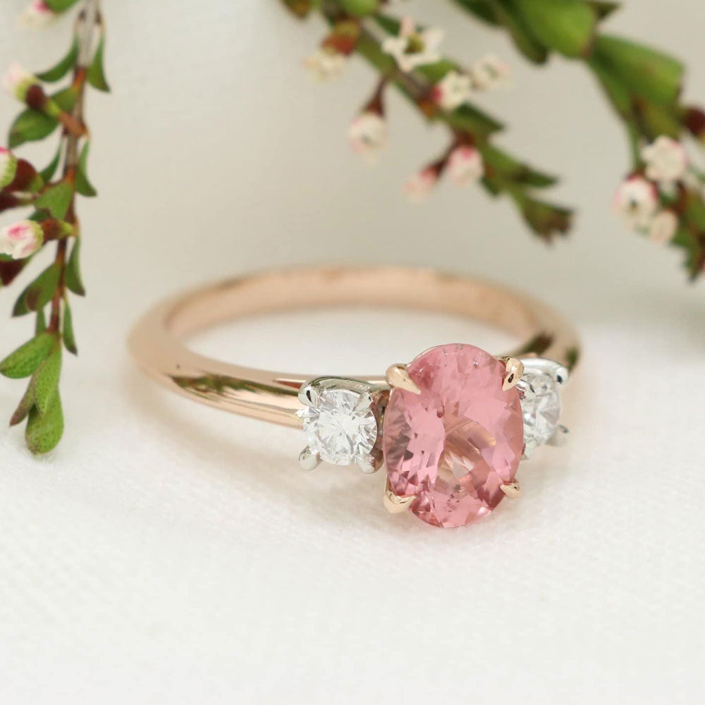 Pink Tourmaline and Diamond Engagement